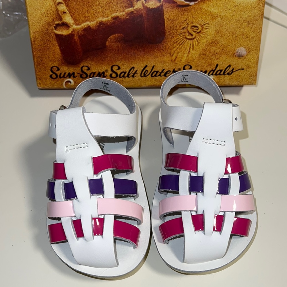 AUTH NIB Salt Water Sandal by Hoy Shoes Sun-San - Sailors MULTI COLOR